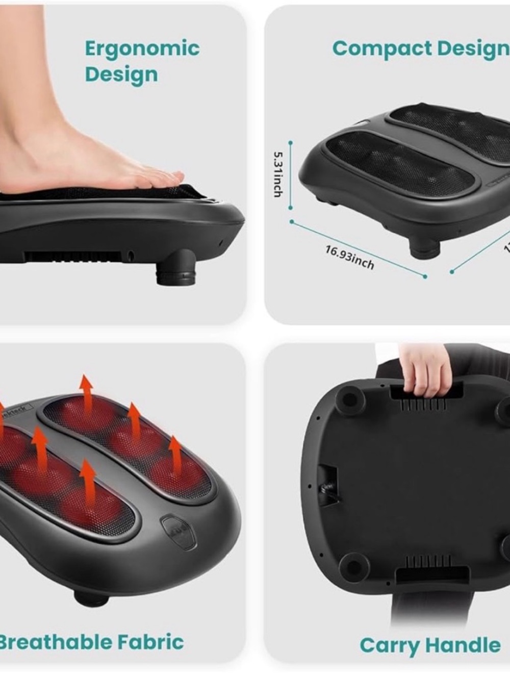 Nekteck Shiatsu Foot Massager with Heat - Black - Picture 7 of 8